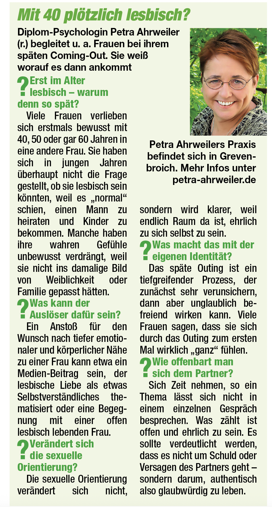 Psychologin Petra Ahrweiler im Interview: Mit 40 Jahren plötzlich  lesbisch?